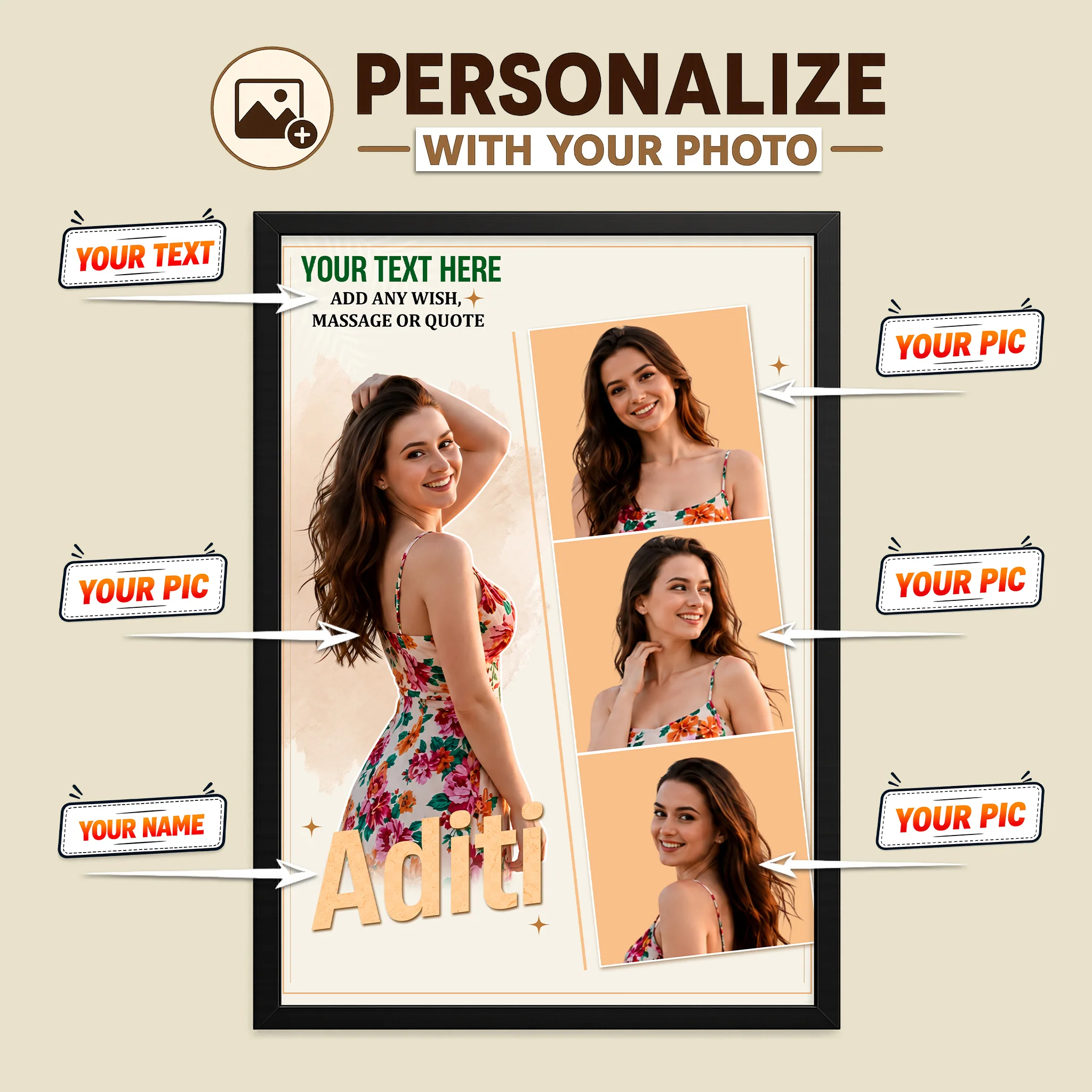 Personalized Photo Frame with Name & Custom Text For Women - Image 3