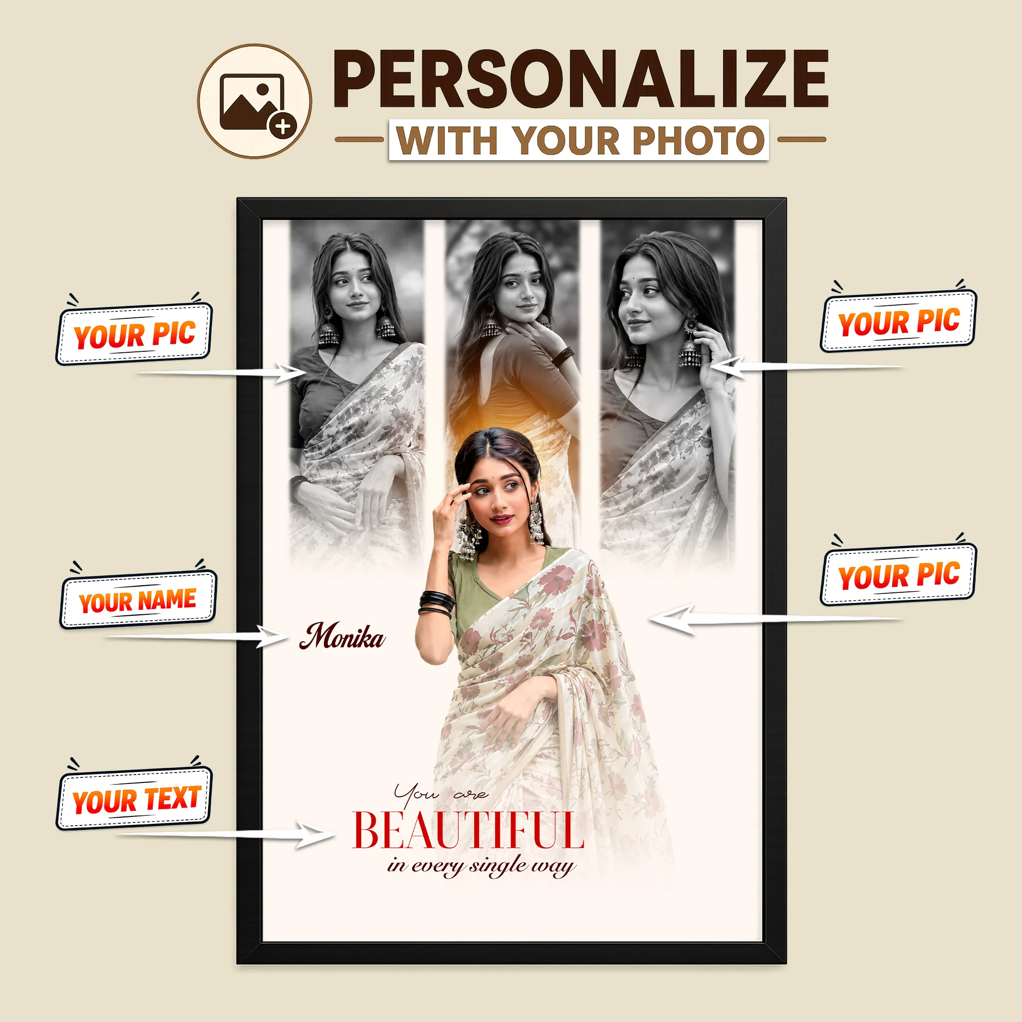 Personalized Photo Frame | Custom Name & Photo Wall Decor - Image 3