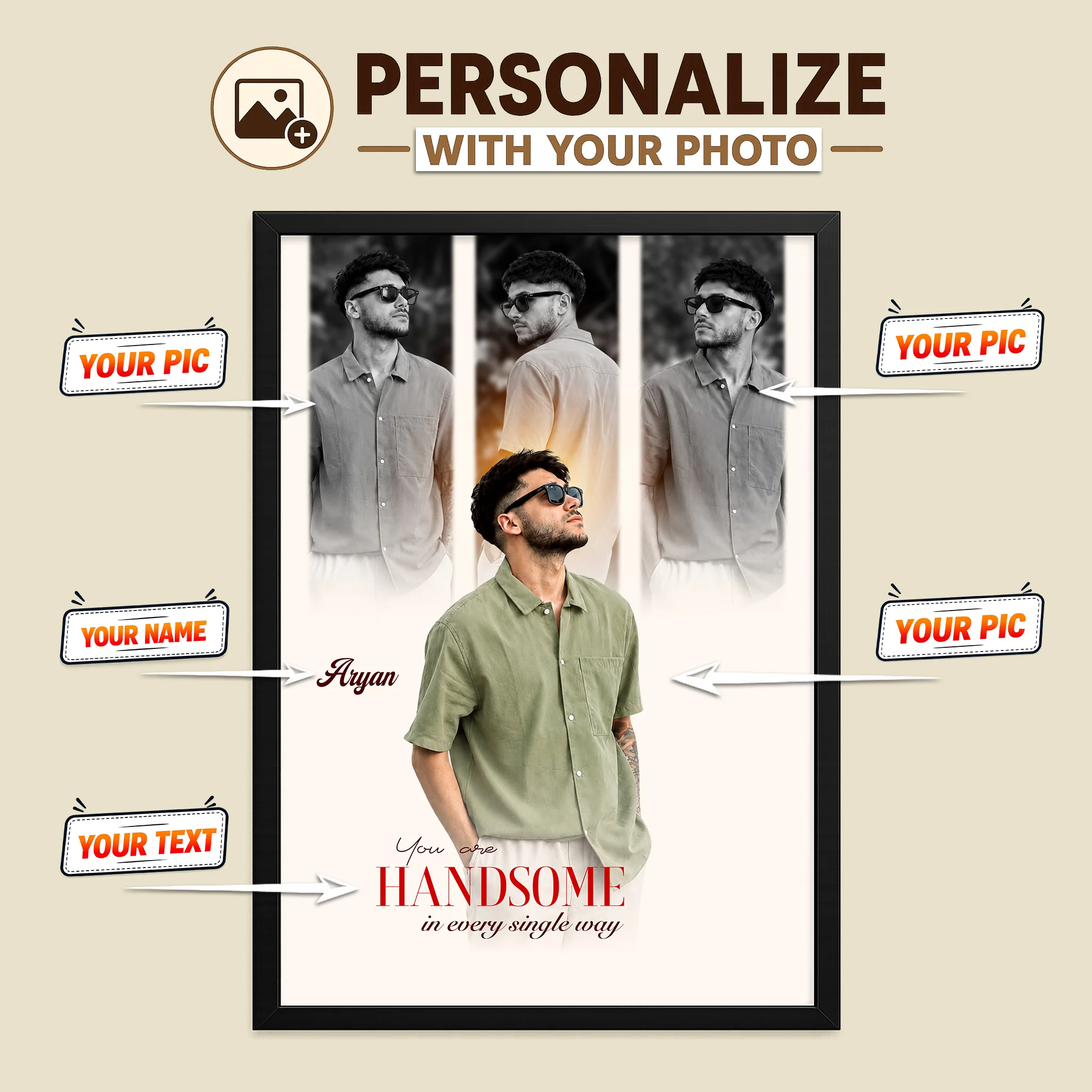 Personalized Photo Frame | Custom Name & Photo Wall Decor - Image 3